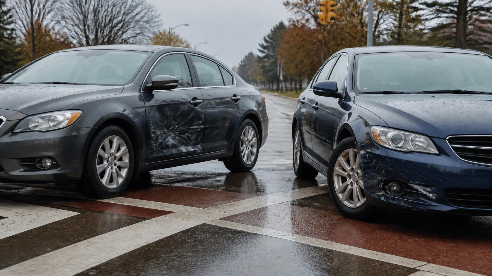 Drivers discussing disputed fault after a Michigan car crash with an attorney